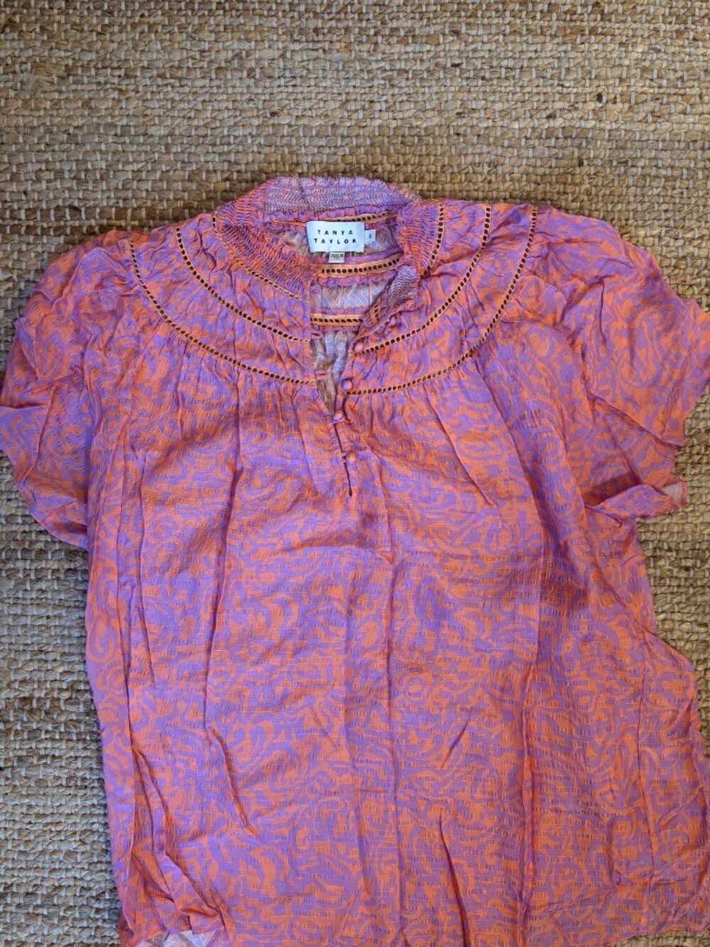 Tanya Taylor Short Sleeve Patterned Blouse